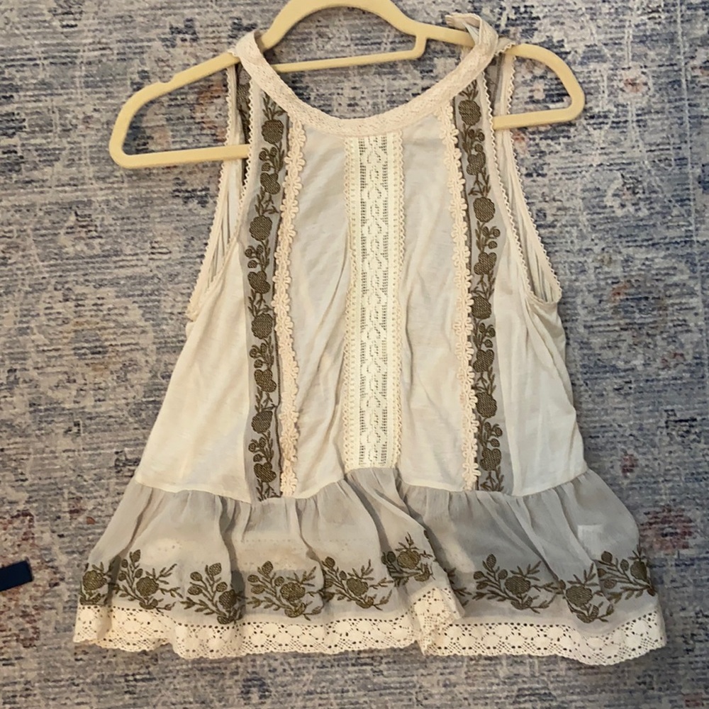 Free People flowy embroidered tank